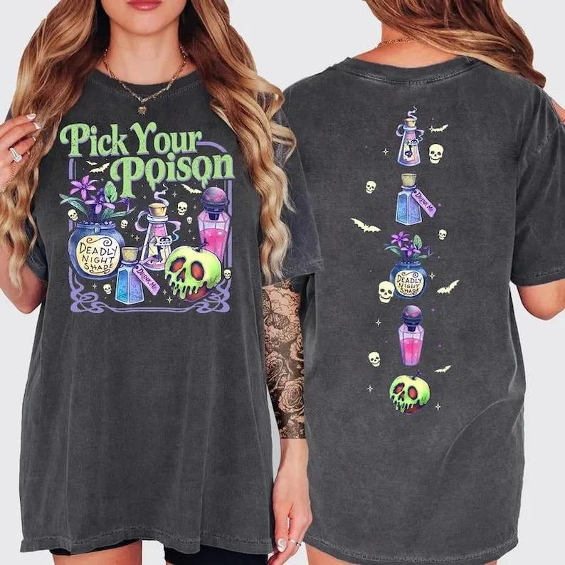 Pick Your Poison 2 Sides Retro Halloween Vintage Oh - Adult & Kids T-Shirts, Sweatshirts & Hoodies apparel design preview 1