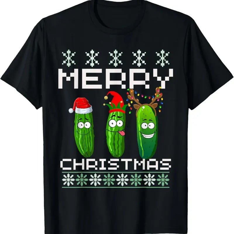 Pickle Lover Xmas Lighting Santa Ugly - Adult & Kids T-Shirts, Sweatshirts & Hoodies apparel design preview 1