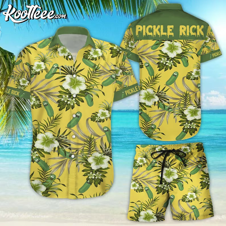 Pickle Rick Hawaiian And Shorts - Adult & Kids T-Shirts, Sweatshirts & Hoodies apparel design preview 1