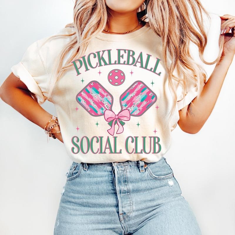 Pickleball Brushstroke Preppy Social Club Coquette - Adult & Kids T-Shirts, Sweatshirts & Hoodies apparel design preview 1