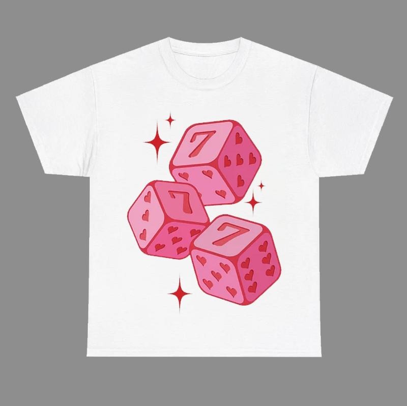 Pink 777 Fun Dice Print Cotton Y2k Streetwear - Adult & Kids T-Shirts, Sweatshirts & Hoodies apparel design preview 1