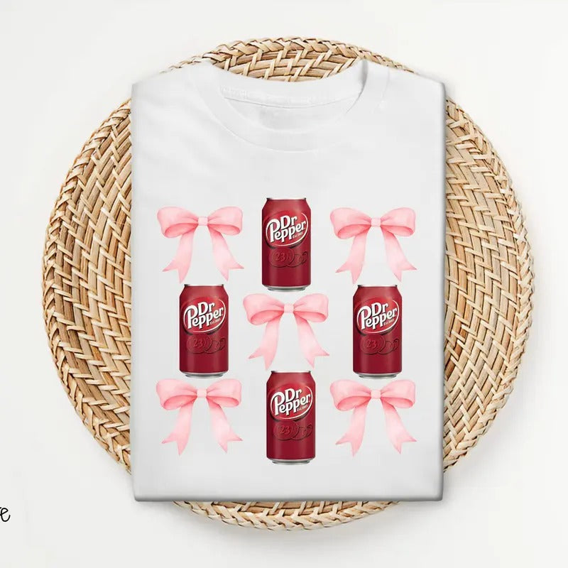 Pink Bow Coquette Dr Pepper Cute Soda Drink Dr.Pepper - Adult & Kids T-Shirts, Sweatshirts & Hoodies apparel design preview 1