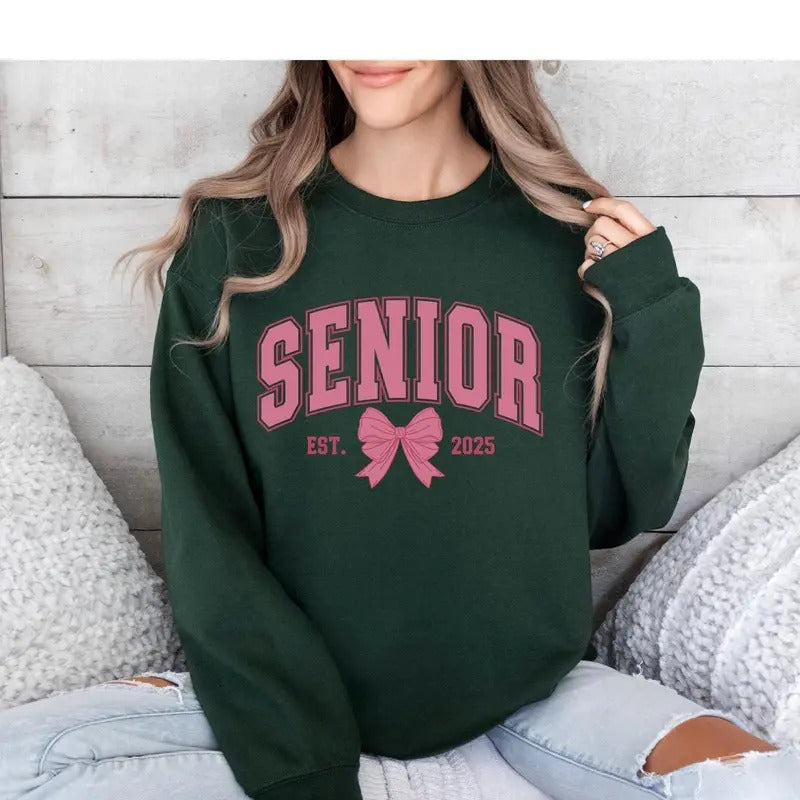 Pink Bow Senior 2025 Back School Graduate Casual - Adult & Kids T-Shirts, Sweatshirts & Hoodies apparel design preview 1