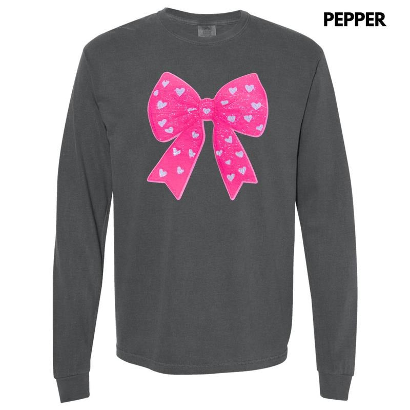 Pink Bow Sequin Patch Comfort Colors - Adult & Kids T-Shirts, Sweatshirts & Hoodies apparel design preview 1