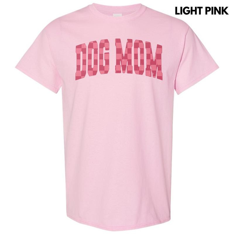 Pink Checker Dog Mom Gildan Short Sleeve - Adult & Kids T-Shirts, Sweatshirts & Hoodies apparel design preview 1