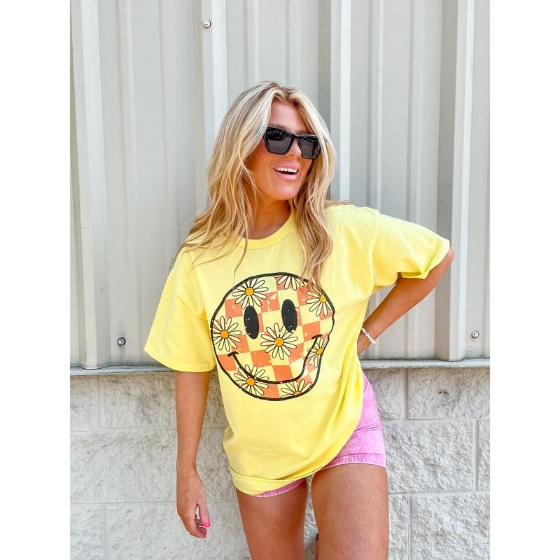 Pink Checker Smiley Top - Adult & Kids T-Shirts, Sweatshirts & Hoodies apparel design preview 1