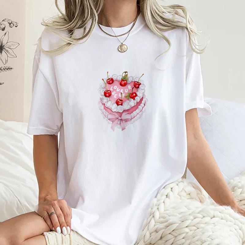 Pink Cherry Cake Vintage Coquette Unhinged Her Tops - Adult & Kids T-Shirts, Sweatshirts & Hoodies apparel design preview 1