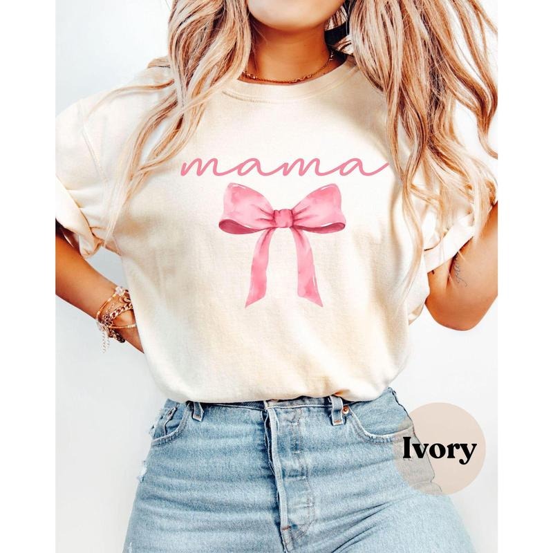 Pink Coquette Mama Comfort Colors Bow Mom Girly Baby - Adult & Kids T-Shirts, Sweatshirts & Hoodies apparel design preview 1