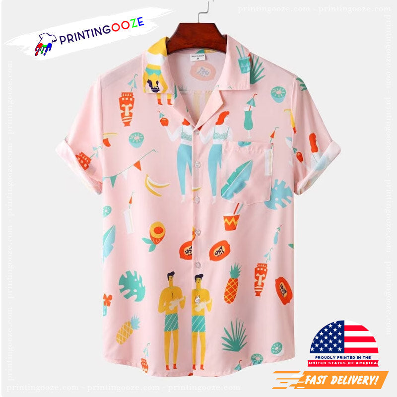 Pink Doodle Print Funny Hawaiian - Adult & Kids T-Shirts, Sweatshirts & Hoodies apparel design preview 1