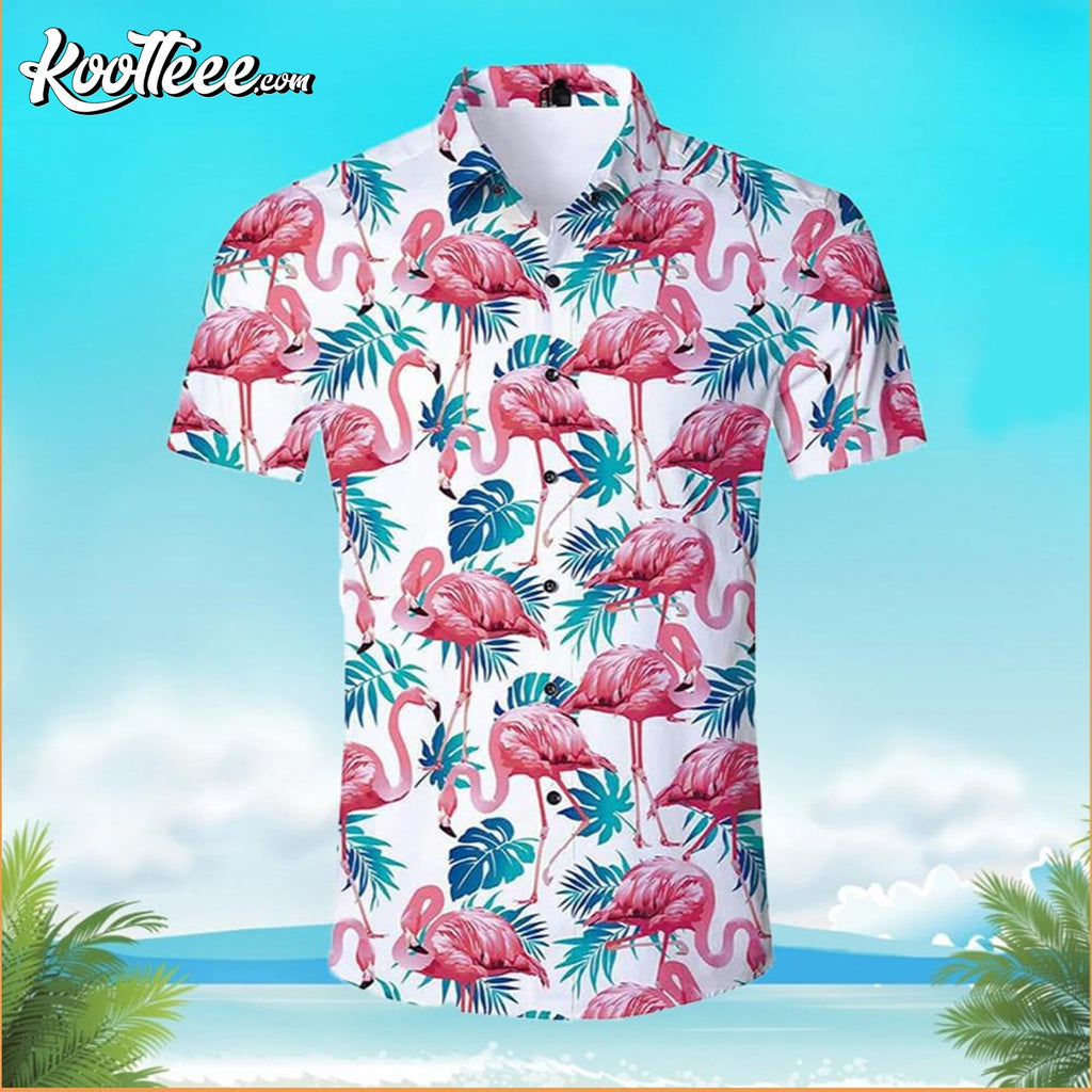 Pink Flamingo With Palm Leaf Hawaiian - Adult & Kids T-Shirts, Sweatshirts & Hoodies apparel design preview 1