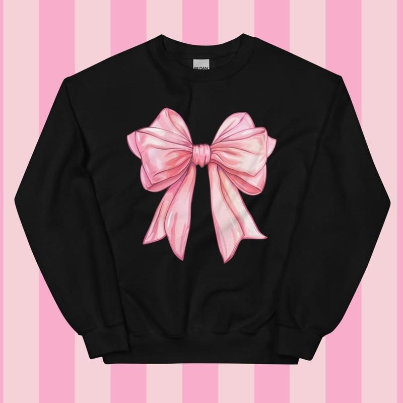 Pink Girly Coquette Bow Relaxed Fit Printed USA - Adult & Kids T-Shirts, Sweatshirts & Hoodies apparel design preview 1