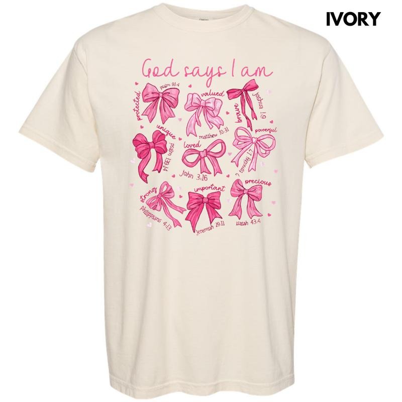 Pink God Says I Am Comfort Colors - Adult & Kids T-Shirts, Sweatshirts & Hoodies apparel design preview 1