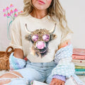 Pink Highland Cow Blowing Bubble DTF Transfers THIS - Adult & Kids T-Shirts, Sweatshirts & Hoodies apparel design preview 1