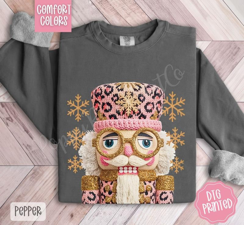 Pink Leopard Nutcracker Comfort Colors - Adult & Kids T-Shirts, Sweatshirts & Hoodies apparel design preview 1