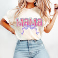 Pink Mama Coquette Bow Varsity Doodle Hand Drawn Mom - Adult & Kids T-Shirts, Sweatshirts & Hoodies apparel design preview 1