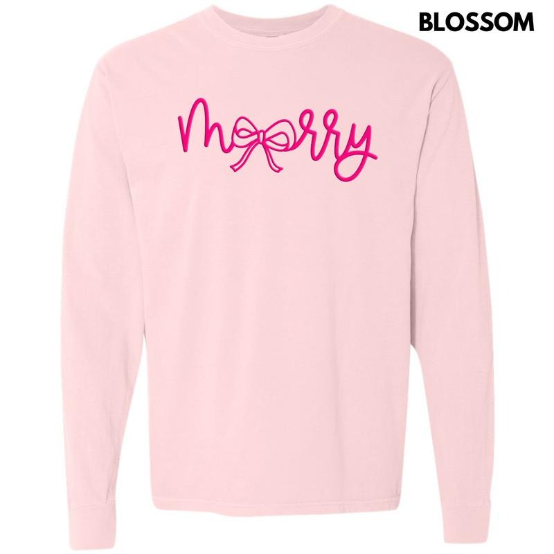 Pink Merry Bow PUFF Comfort Colors - Adult & Kids T-Shirts, Sweatshirts & Hoodies apparel design preview 1