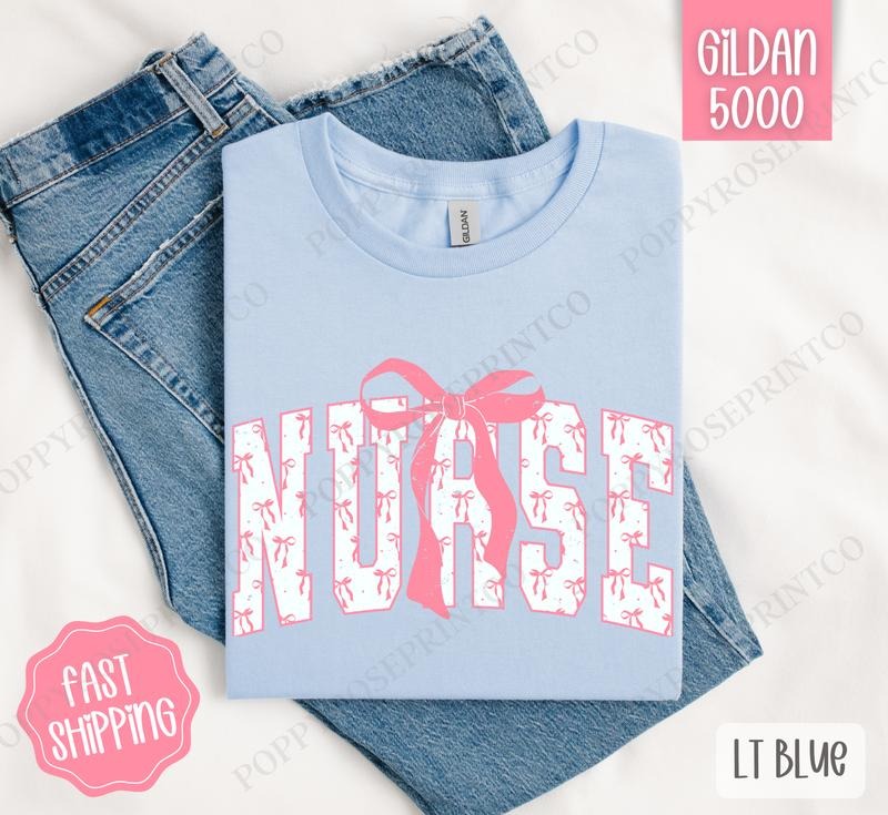 Pink Nurse Bow Gildan Cute Plus Sizes - Adult & Kids T-Shirts, Sweatshirts & Hoodies apparel design preview 1