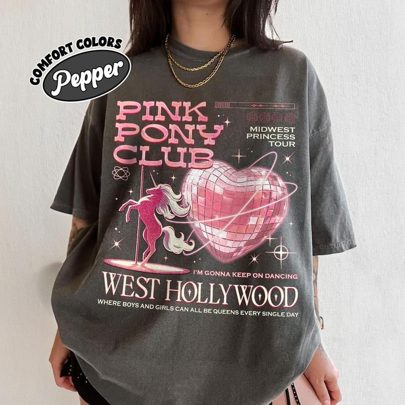 Pink Pony Club Comfort Colors Girl Midwest Princess - Adult & Kids T-Shirts, Sweatshirts & Hoodies apparel design preview 1