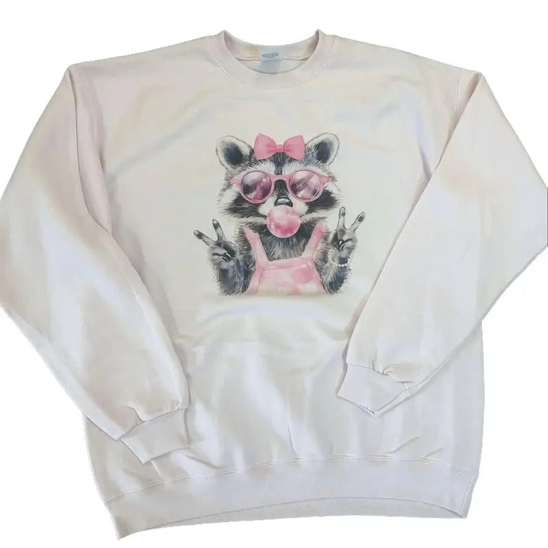 Pink Preppy Raccoon Trash Panda - Adult & Kids T-Shirts, Sweatshirts & Hoodies apparel design preview 1