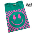Pink Puff Checkered Happy Face Comfort Colors - Adult & Kids T-Shirts, Sweatshirts & Hoodies apparel design preview 1