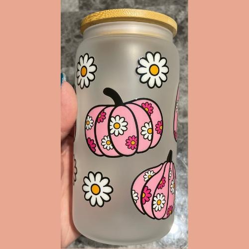 Pink Pumpkins Daisies Libby Glass - Adult & Kids T-Shirts, Sweatshirts & Hoodies apparel design preview 1