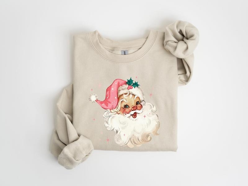 Pink Santa Retro Matching Family Vintage Cotton - Adult & Kids T-Shirts, Sweatshirts & Hoodies apparel design preview 1