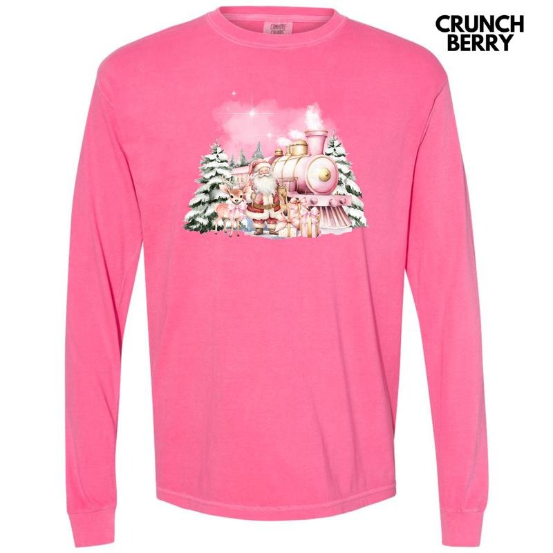 Pink Train Santa Comfort Colors 'NLB' - Adult & Kids T-Shirts, Sweatshirts & Hoodies apparel design preview 1