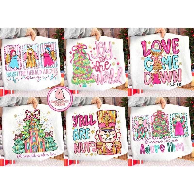 Pink Brushstroke Merry Coquette Bundle Glitter Y'All - Adult & Kids T-Shirts, Sweatshirts & Hoodies apparel design preview 1