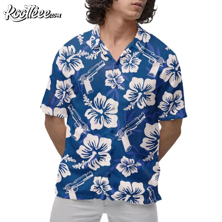 Pistol Gun Hibiscus Hawaiian - Adult & Kids T-Shirts, Sweatshirts & Hoodies apparel design preview 1