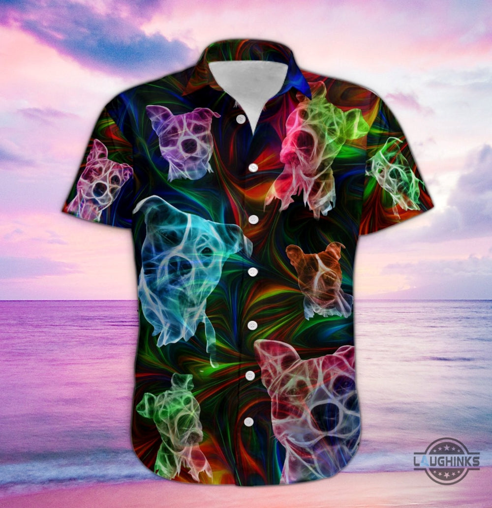 Pitbull Fantasy Hawaiian Aloha Summer Beach Button Up - Adult & Kids T-Shirts, Sweatshirts & Hoodies apparel design preview 1