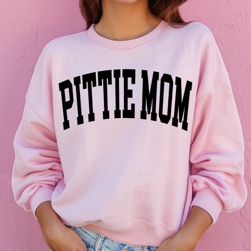 Pitbull Mom Varsity College Font Cute Dog Mama - Adult & Kids T-Shirts, Sweatshirts & Hoodies apparel design preview 1