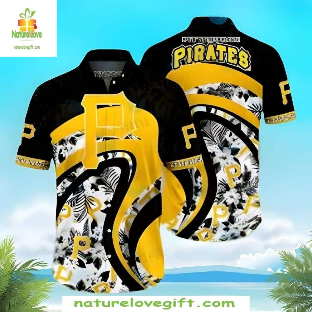Pittsburgh Pirates Hawaiian Abstract Wave Stylish - Adult & Kids T-Shirts, Sweatshirts & Hoodies apparel design preview 1