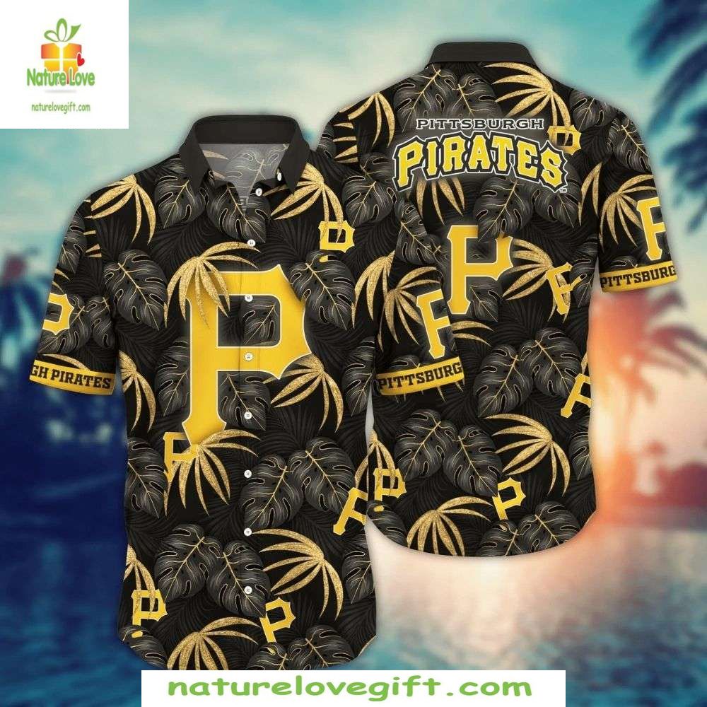 Pittsburgh Pirates Hawaiian MLB Midnight Tropics - Adult & Kids T-Shirts, Sweatshirts & Hoodies apparel design preview 1