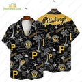 Pittsburgh Pirates Tropical Palms MLB Black Hawaiian - Adult & Kids T-Shirts, Sweatshirts & Hoodies apparel design preview 1