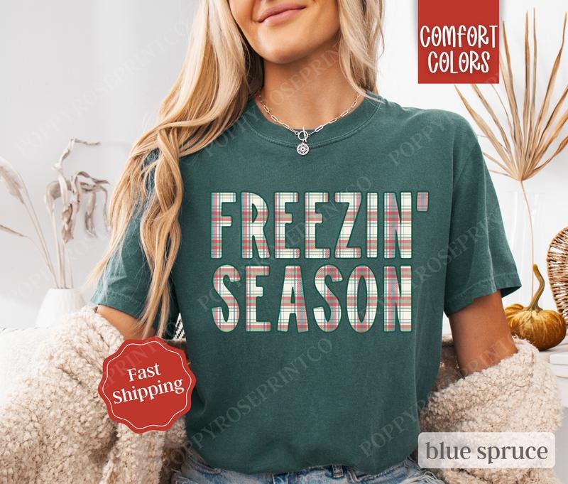 Plaid Freezin' Season Comfort Colors Cute Winter - Adult & Kids T-Shirts, Sweatshirts & Hoodies apparel design preview 1