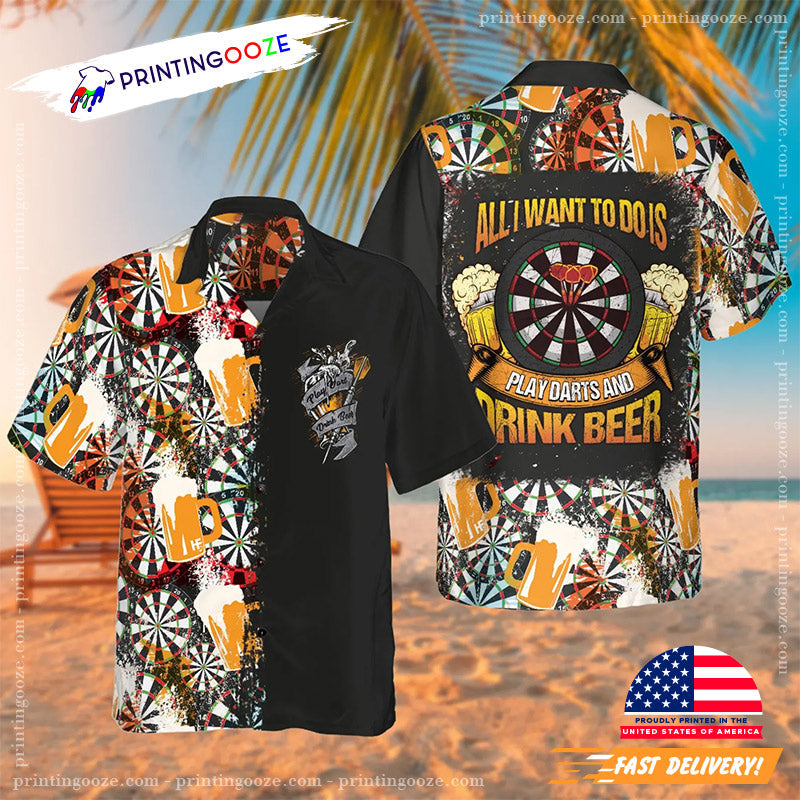 Play Dart And Drink Beer Happy Day Hawaiian - Adult & Kids T-Shirts, Sweatshirts & Hoodies apparel design preview 1