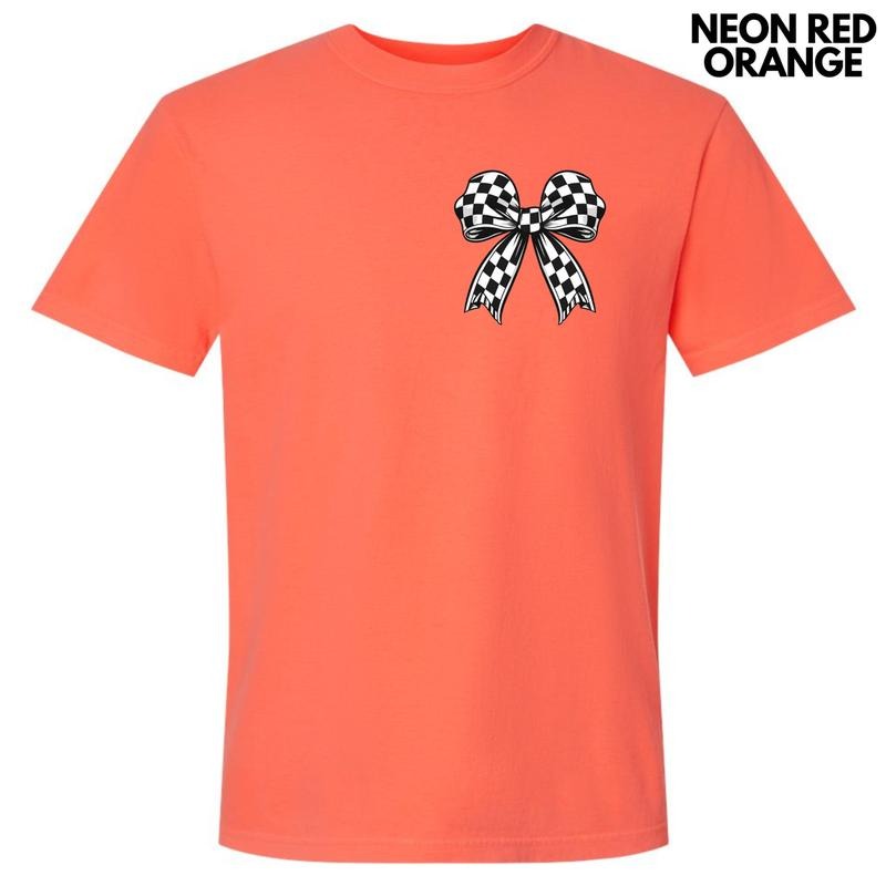Pocket Size Black Checkered Bow Comfort Colors 'NLB' - Adult & Kids T-Shirts, Sweatshirts & Hoodies apparel design preview 1