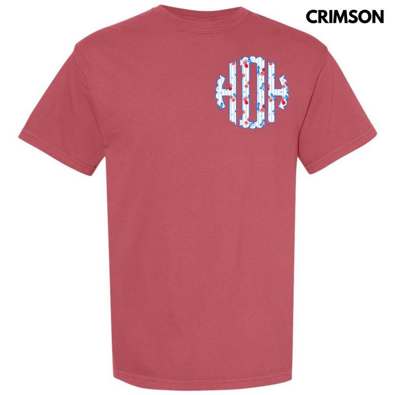 Pocket Size Cherry Stripe Monogram Comfort Colors - Adult & Kids T-Shirts, Sweatshirts & Hoodies apparel design preview 1