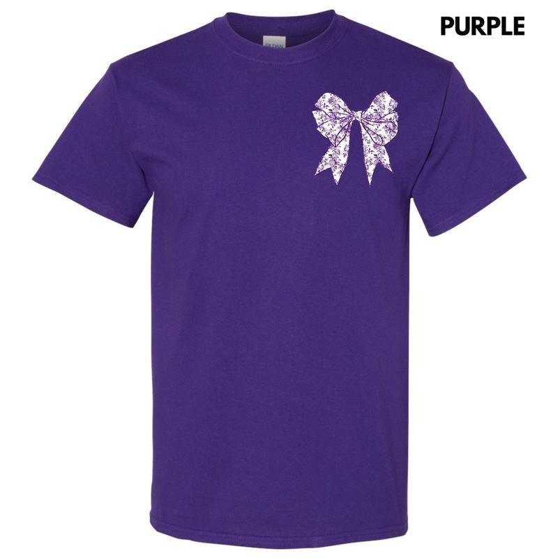 Pocket Size Purple Floral Bow Gildan Short Sleeve - Adult & Kids T-Shirts, Sweatshirts & Hoodies apparel design preview 1