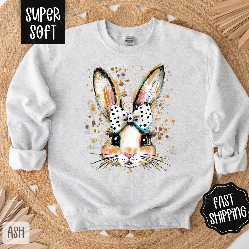 Polka Dot Bow Bunny Coquette Easter Religious Her - Adult & Kids T-Shirts, Sweatshirts & Hoodies apparel design preview 1