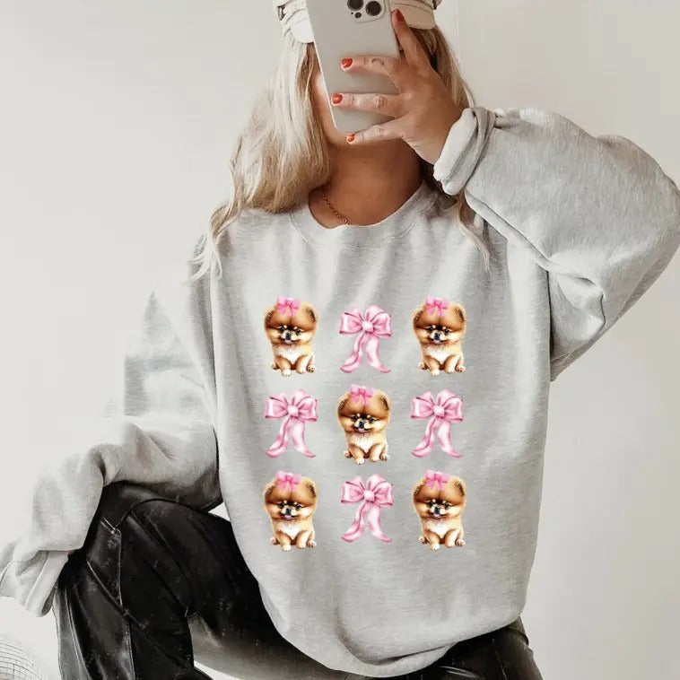 Pomeranian Bows Relaxed Fit Printed USA Womenswear - Adult & Kids T-Shirts, Sweatshirts & Hoodies apparel design preview 1