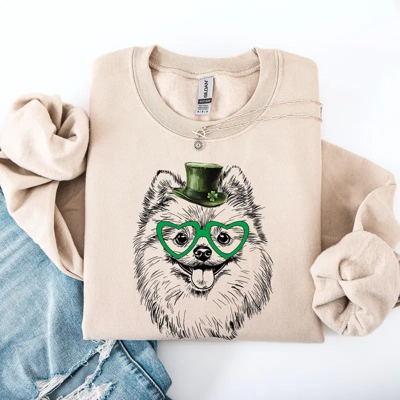 Pomeranian Adorable Dog St Patrick'S Day Lucky Irish - Adult & Kids T-Shirts, Sweatshirts & Hoodies apparel design preview 1