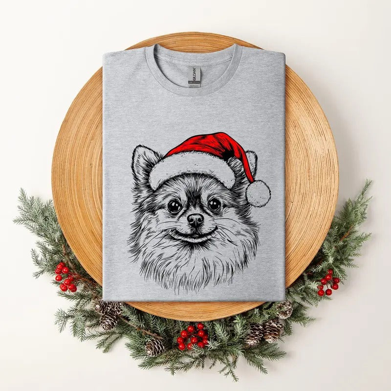 Pomeranian Santa Dog Lover Pet Soft - Adult & Kids T-Shirts, Sweatshirts & Hoodies apparel design preview 1