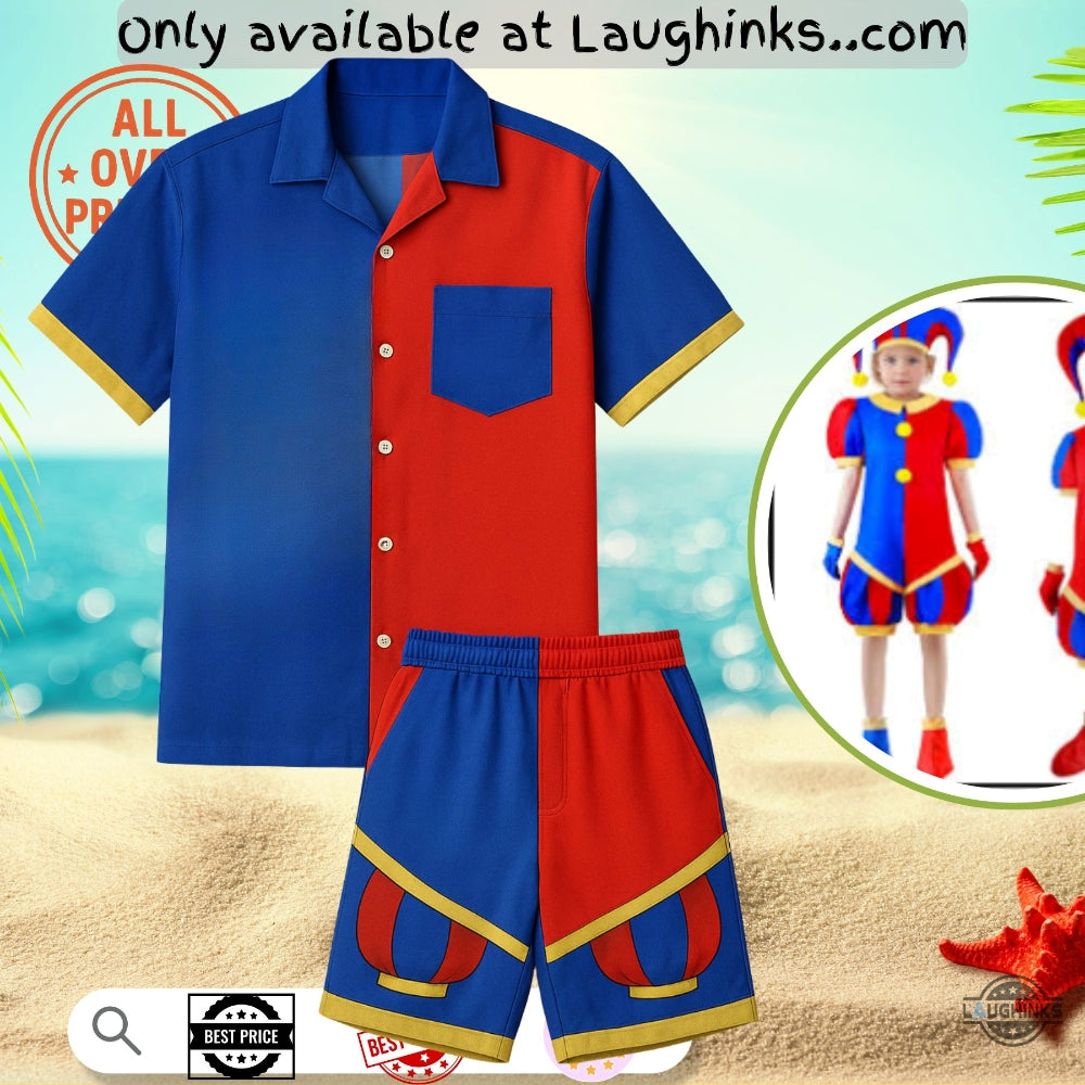 Pomni Costume Aop Hawaiian And Shorts - Adult & Kids T-Shirts, Sweatshirts & Hoodies apparel design preview 1