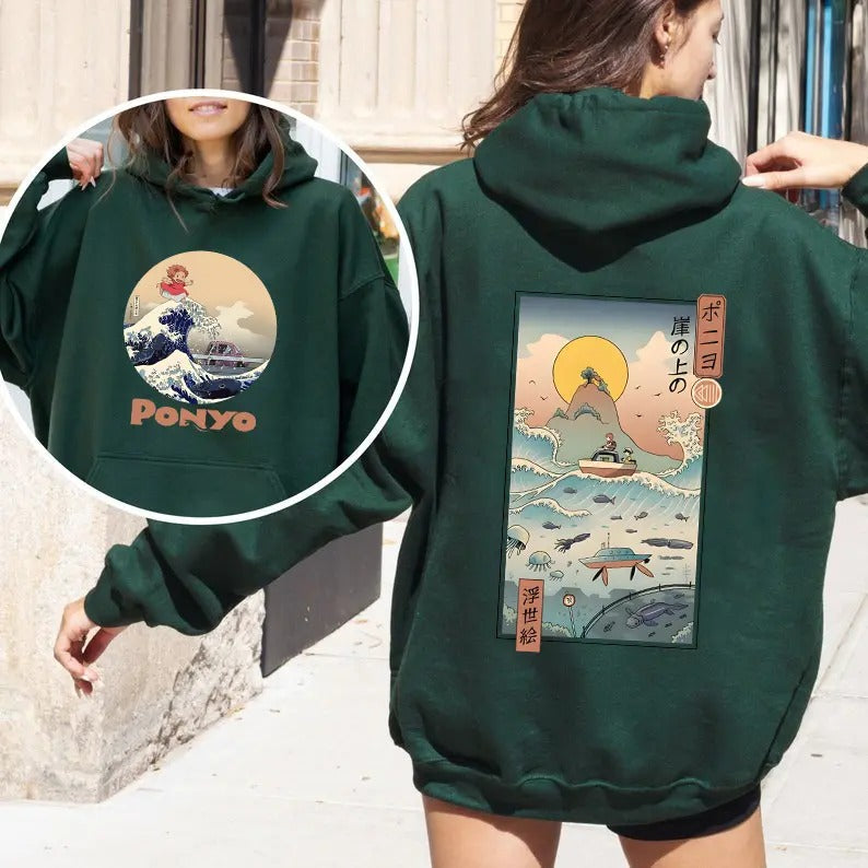 Ponyo 2 Sided Ghibli Studio Hayao Miyazaki Sosuke - Adult & Kids T-Shirts, Sweatshirts & Hoodies apparel design preview 1