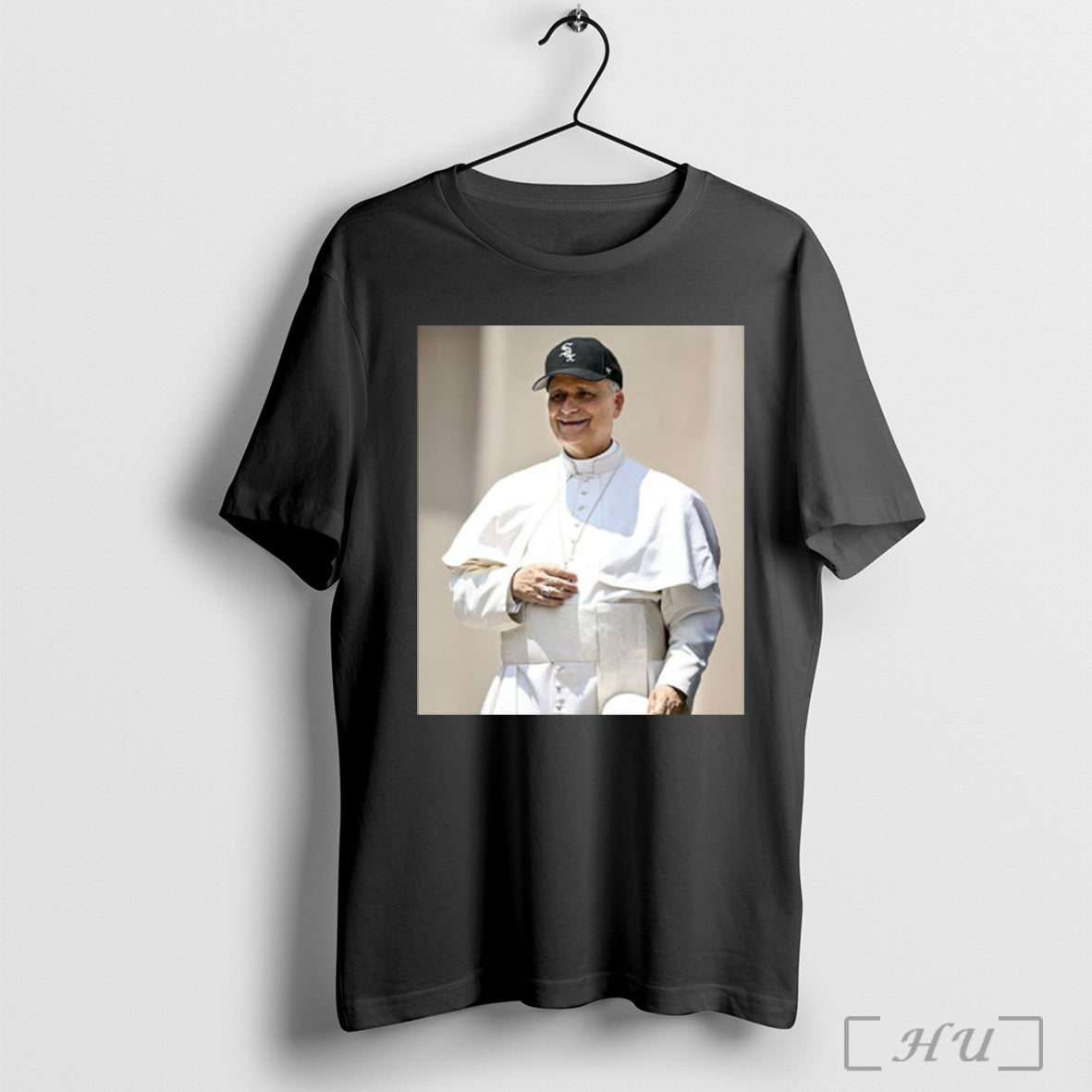 Pope Leo Xiv Wearing White Sox Hat - Adult & Kids T-Shirts, Sweatshirts & Hoodies apparel design preview 1
