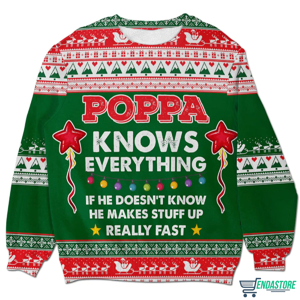 Poppa Knows Everything Personalizedwitch 3D Christmas Sweater - Holiday Gift product image