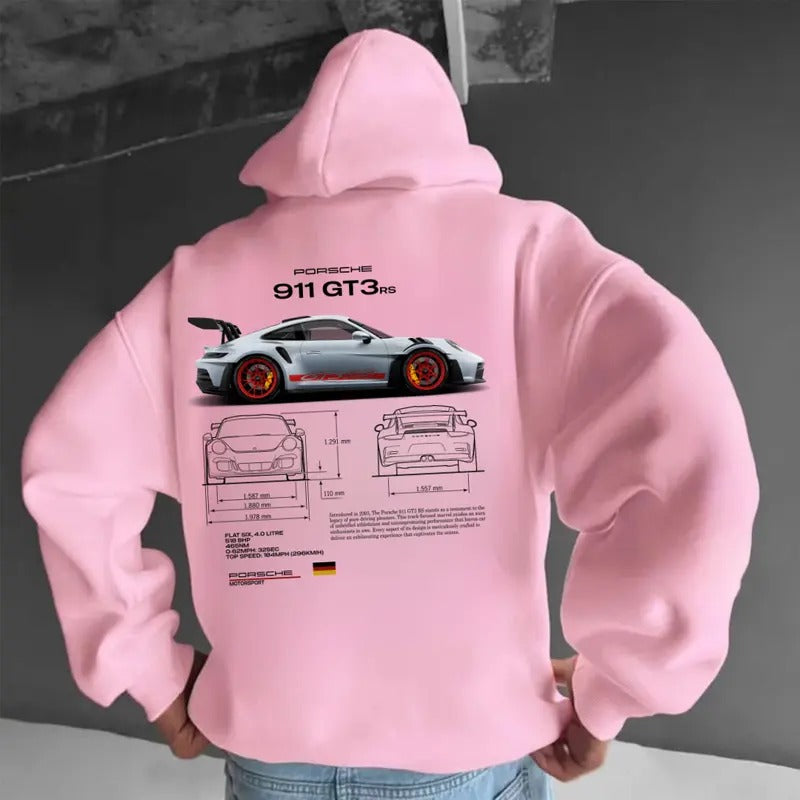 Porsche 911 GT3 RS 1 SIDE Street Racing Vintage Car - Adult & Kids T-Shirts, Sweatshirts & Hoodies apparel design preview 1