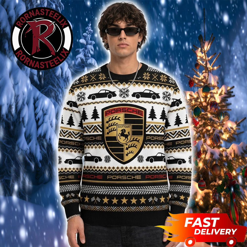 Porsche Super Sports Car Logo Christmas Gift Ugly Christmas Sweater - Holiday Gift product image