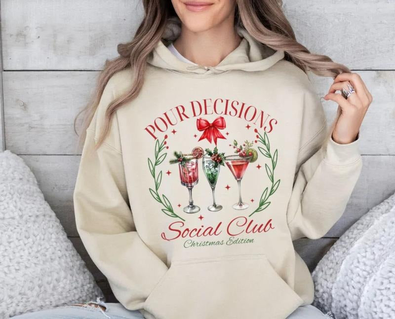 Pour Decisions Social Club Funny Alcohol Season - Adult & Kids T-Shirts, Sweatshirts & Hoodies apparel design preview 1